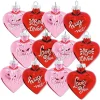 Valentines Glass Heart Glitter Word Ornaments