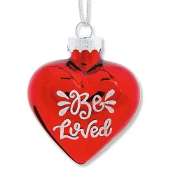 Valentines Glass Heart Glitter Word Ornaments
