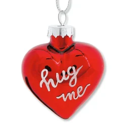 Valentines Glass Heart Glitter Word Ornaments