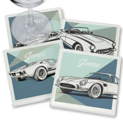 Vintage Cars Personalized Ceramic Coasters