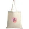 Watercolor Initial Personalized Canvas Tote