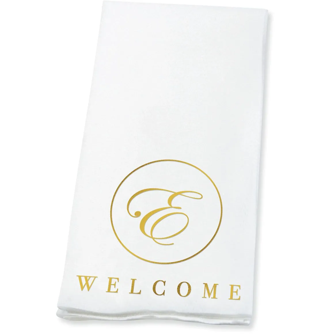 Welcome Circle Initial Foil Stamped Disposable Hand Towels
