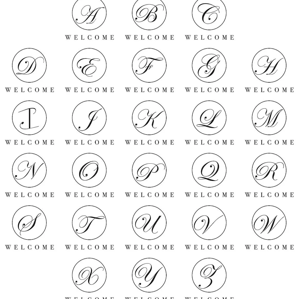 Welcome Circle Initial Foil Stamped Disposable Hand Towels