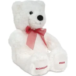 White Bear with Bow Personalized Plush