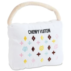 White Chewy Vuiton Handbag Pet Toy