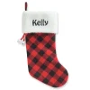 White Cuff Buffalo Plaid Personalized Christmas Stocking
