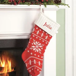 White Cuff Snowflake Personalized Christmas Stocking