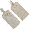 White Gold Leather Personalized Luggage Tag