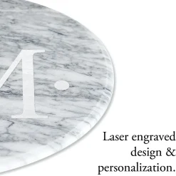 White Marble Monogrammed Lazy Susan