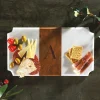 White Marble & Wood Serving Board with Initial