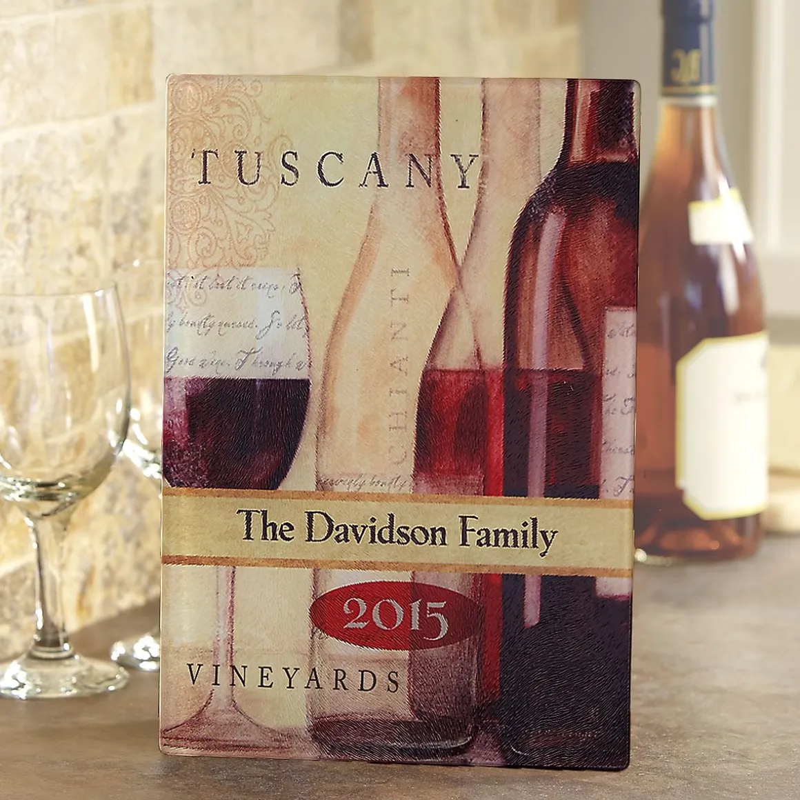 Wine Décor Personalized Glass Cutting Board