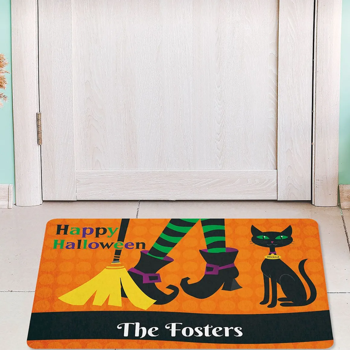 Witch Legs Personalized Halloween Doormat