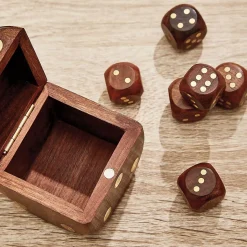Wood Crafted Personalized Dice Box with Dice