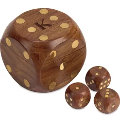 Wood Crafted Personalized Dice Box with Dice
