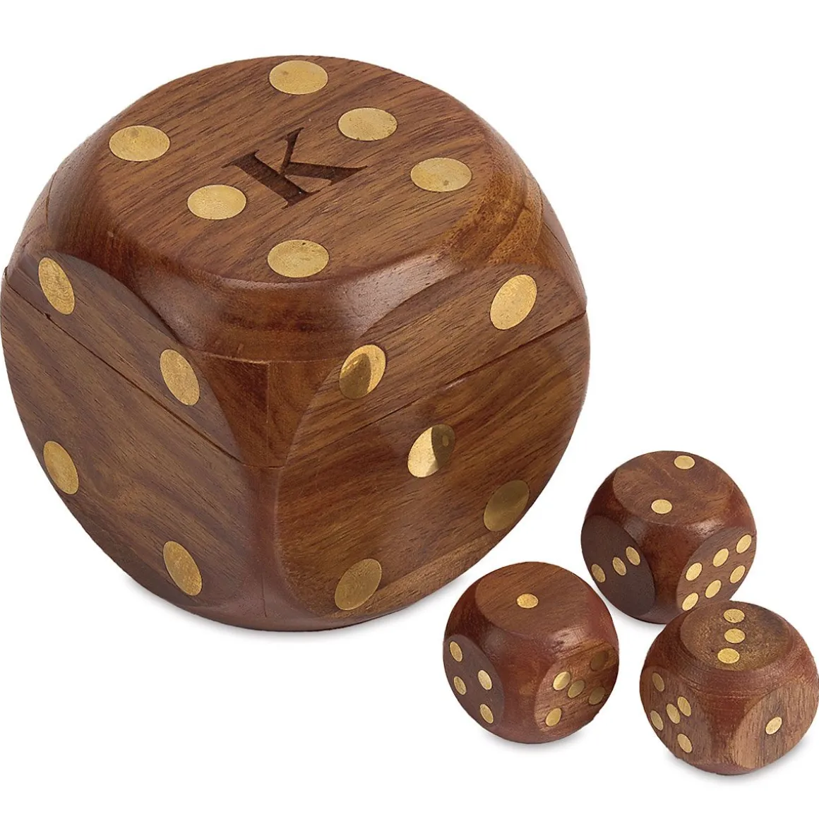 Wood Crafted Personalized Dice Box with Dice