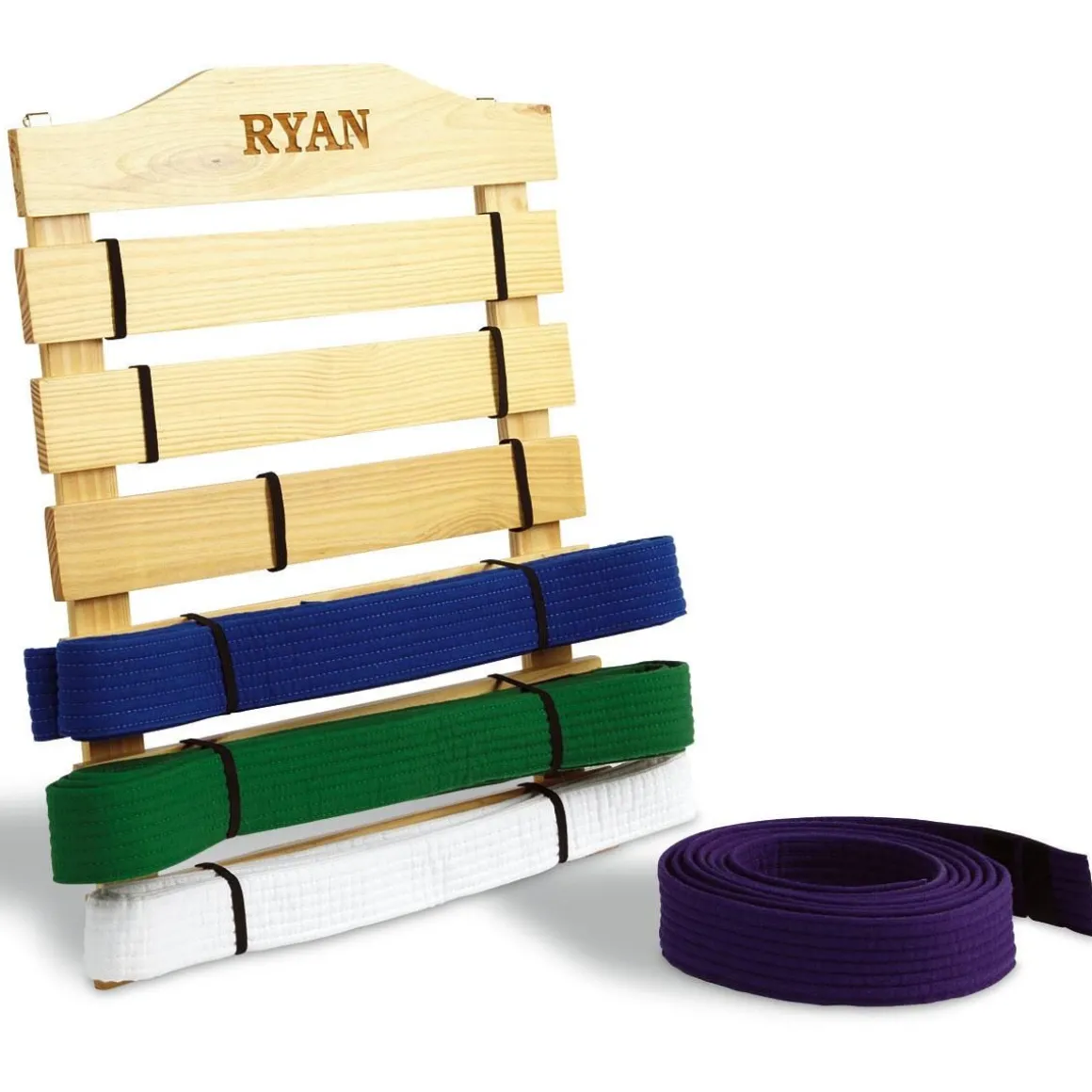 Wooden Personalized Martial Arts Belt Rack