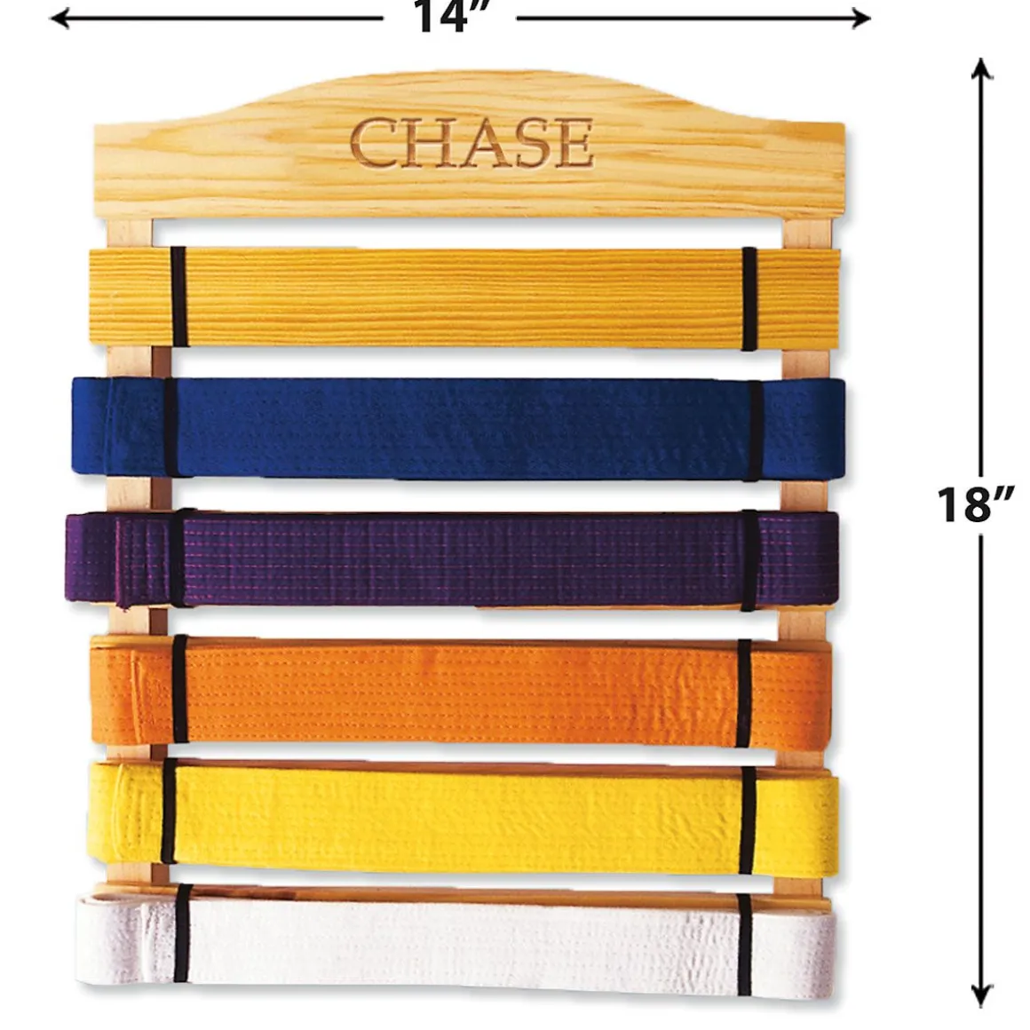 Wooden Personalized Martial Arts Belt Rack