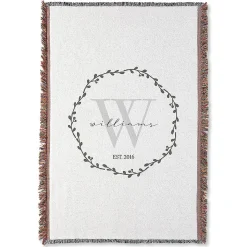 Wreath Fringe Personalized Throw Blanket