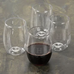 Wreath Govino Acrylic Monogrammed Wine Glass