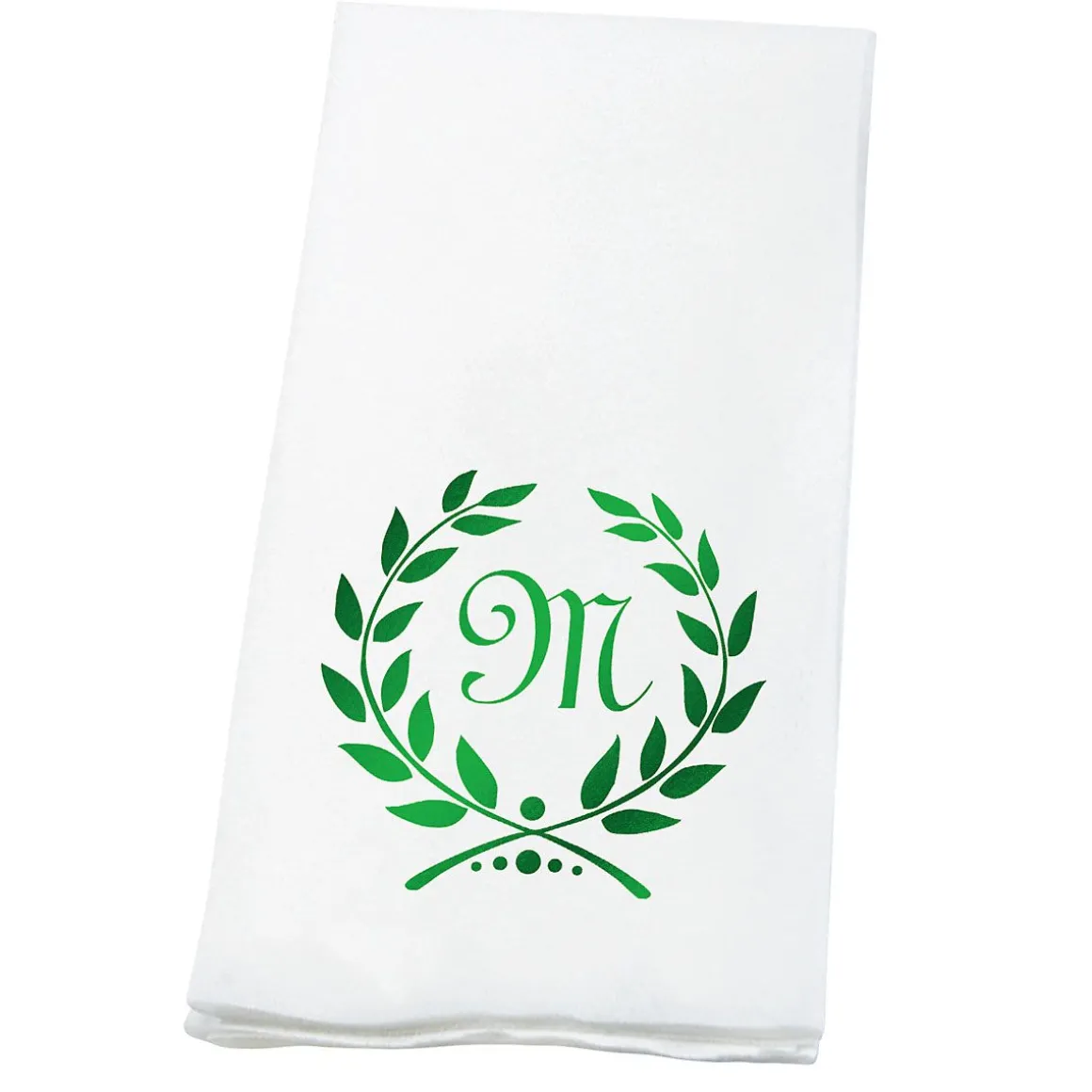 Wreath Initial Foil Stamped Disposable Hand Towels