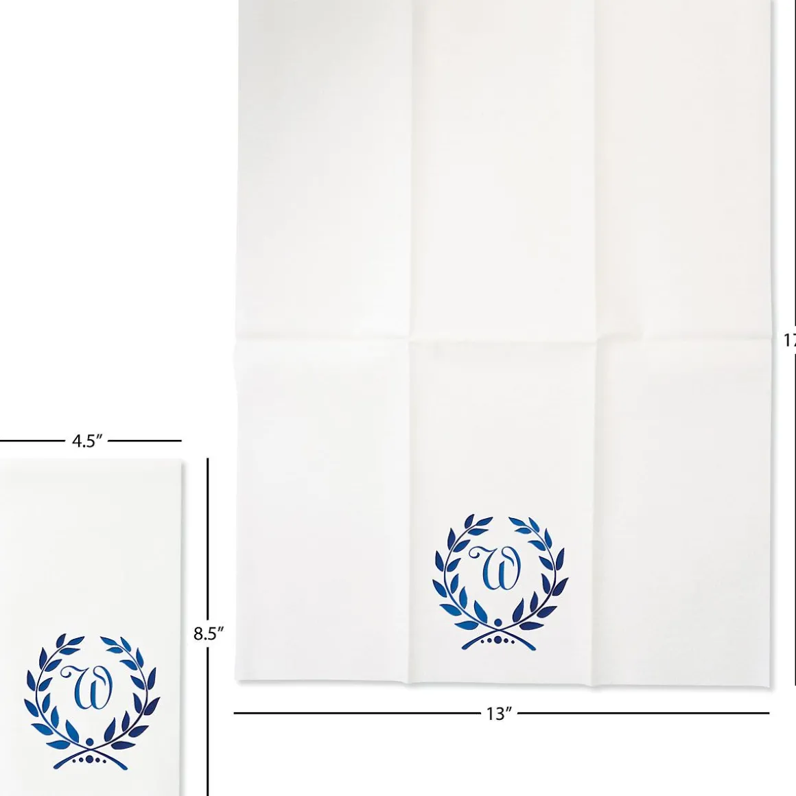 Wreath Initial Foil Stamped Disposable Hand Towels