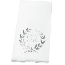 Wreath Initial Foil Stamped Disposable Hand Towels