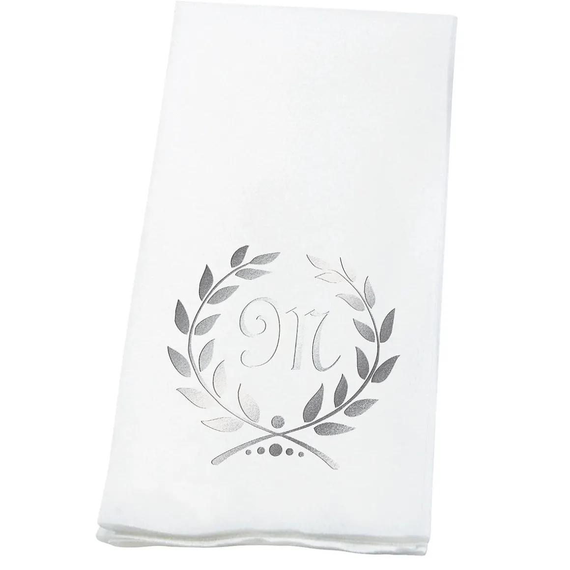 Wreath Initial Foil Stamped Disposable Hand Towels