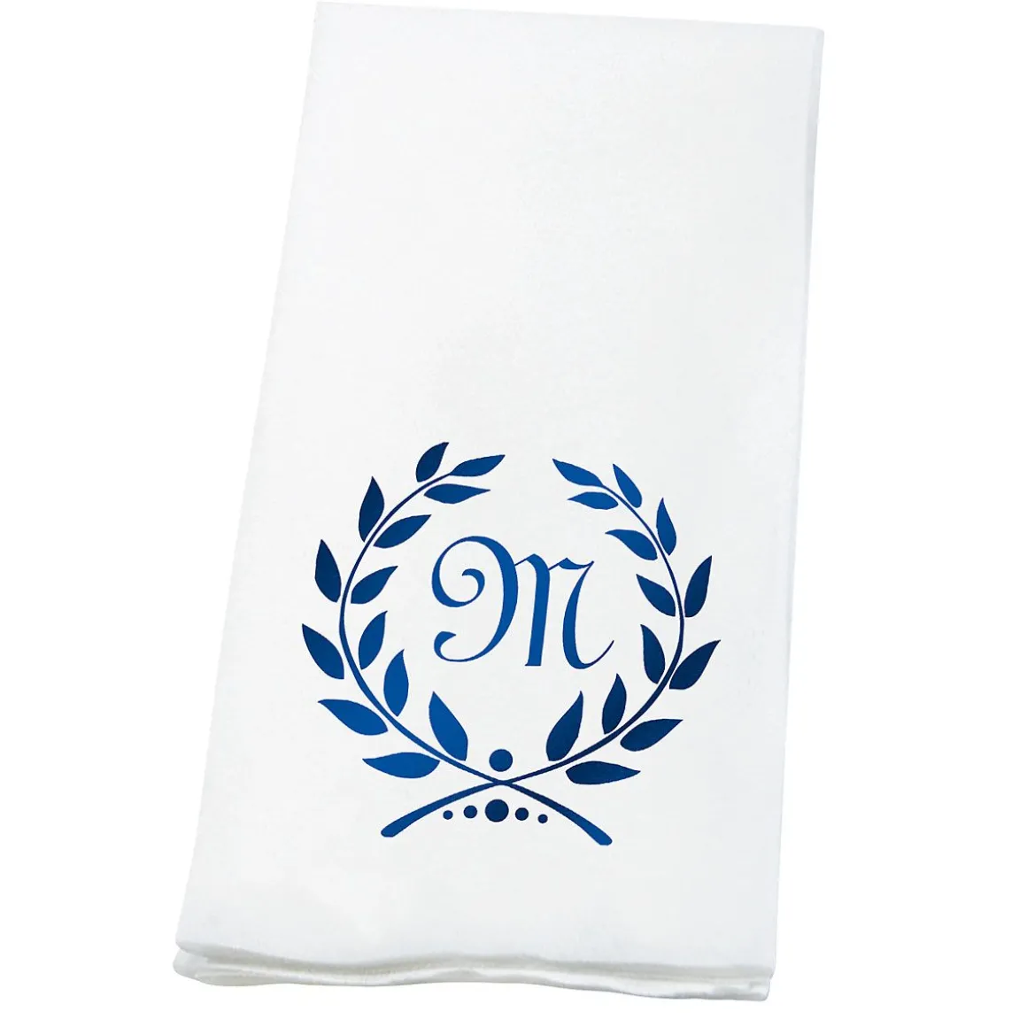 Wreath Initial Foil Stamped Disposable Hand Towels